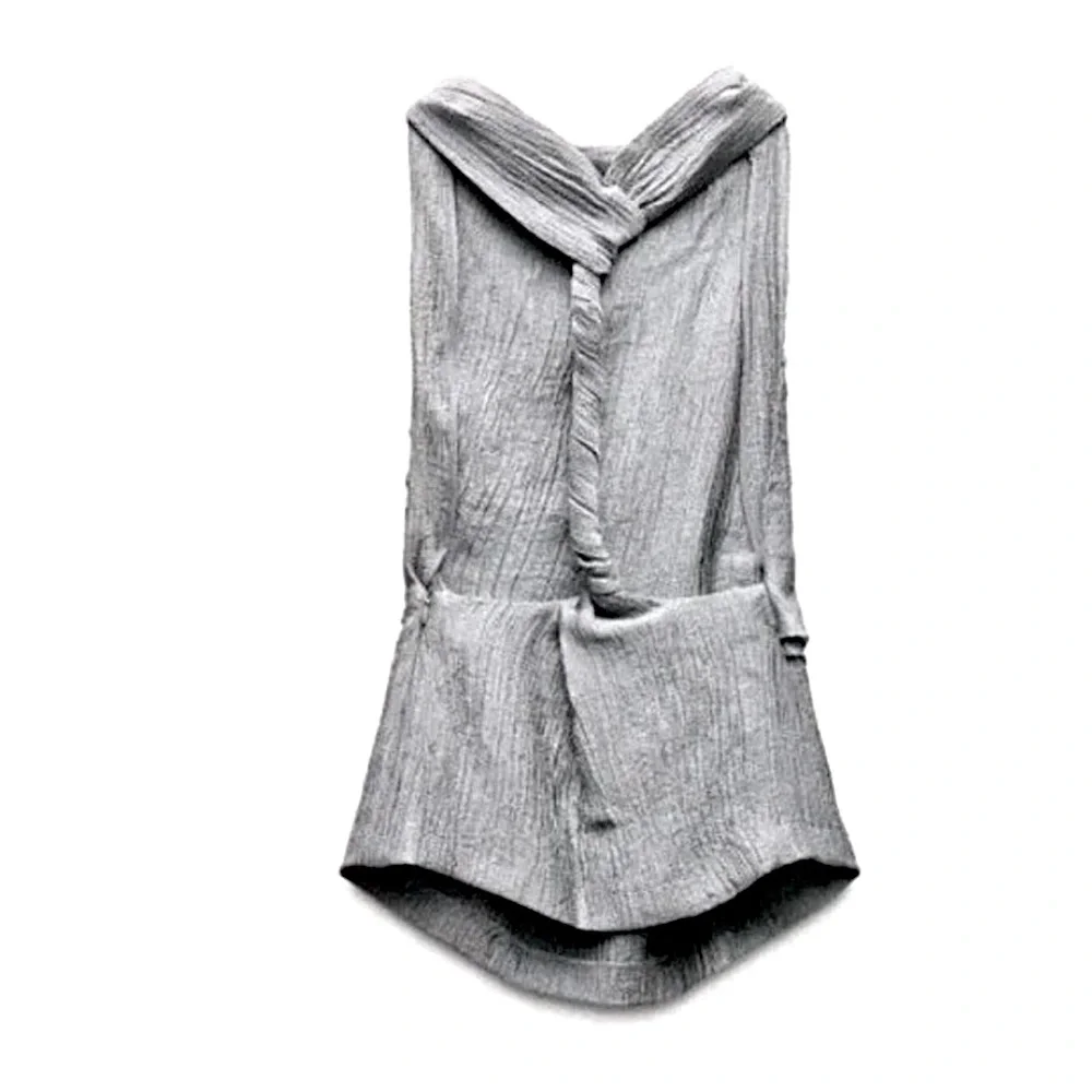 Zara Backless Crinkle Textured Twist Back Top